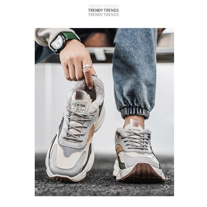 Men S Winter Fleece Lined Thick Sole Casual Dad Sneakers