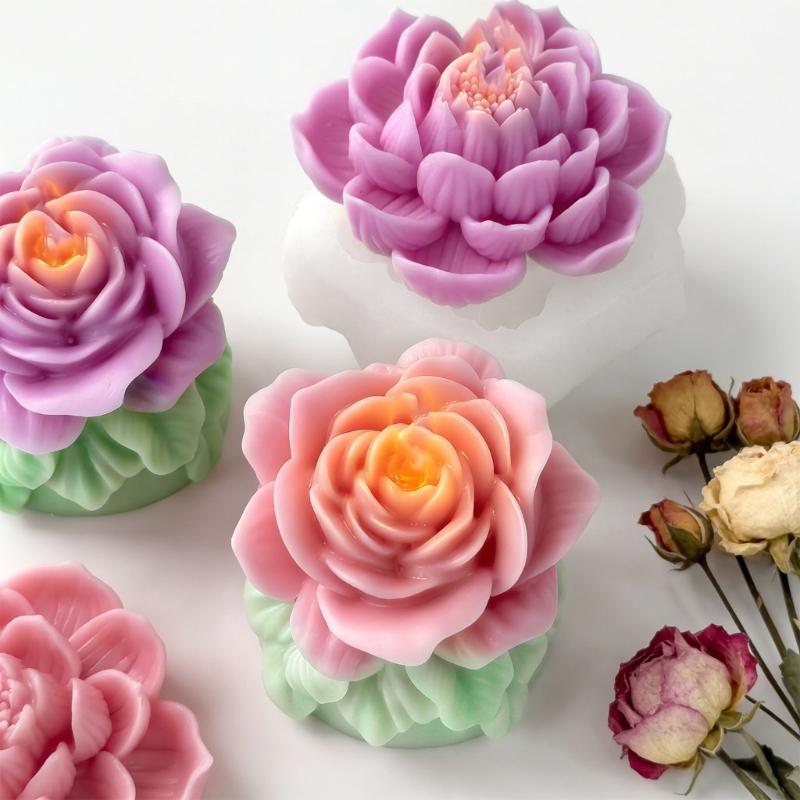 Food Grade Silicone Florals Shaped Candle Making Mould For Home Decoration Craft