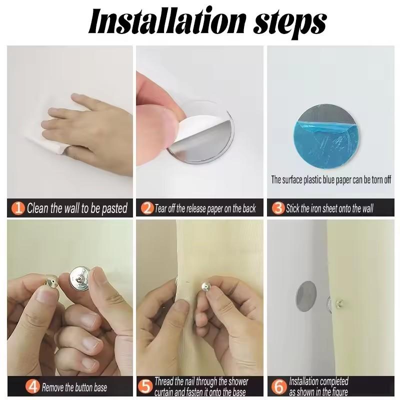 Metal Curtain Magnetic Closure Wall Mounted Magnetic Buckle Shower Curtain Magnet Clips Detachable Window Screen Fixed Fastener