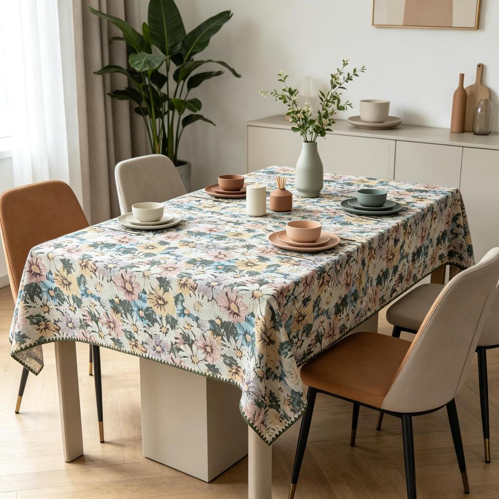 Festa di Natale Pranzo a Casa Cucina Rettangolare Cotone Lino Morbido Lavabile Tessuto Decorativo Tovaglia