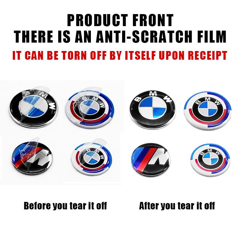 AXNX2 Stylish M 50th Anniversary 11mm 14mm Key Emblem Sticker Remote Key Badge Auto Styling Accessories For BMW E34 E46 E38 E90 E60