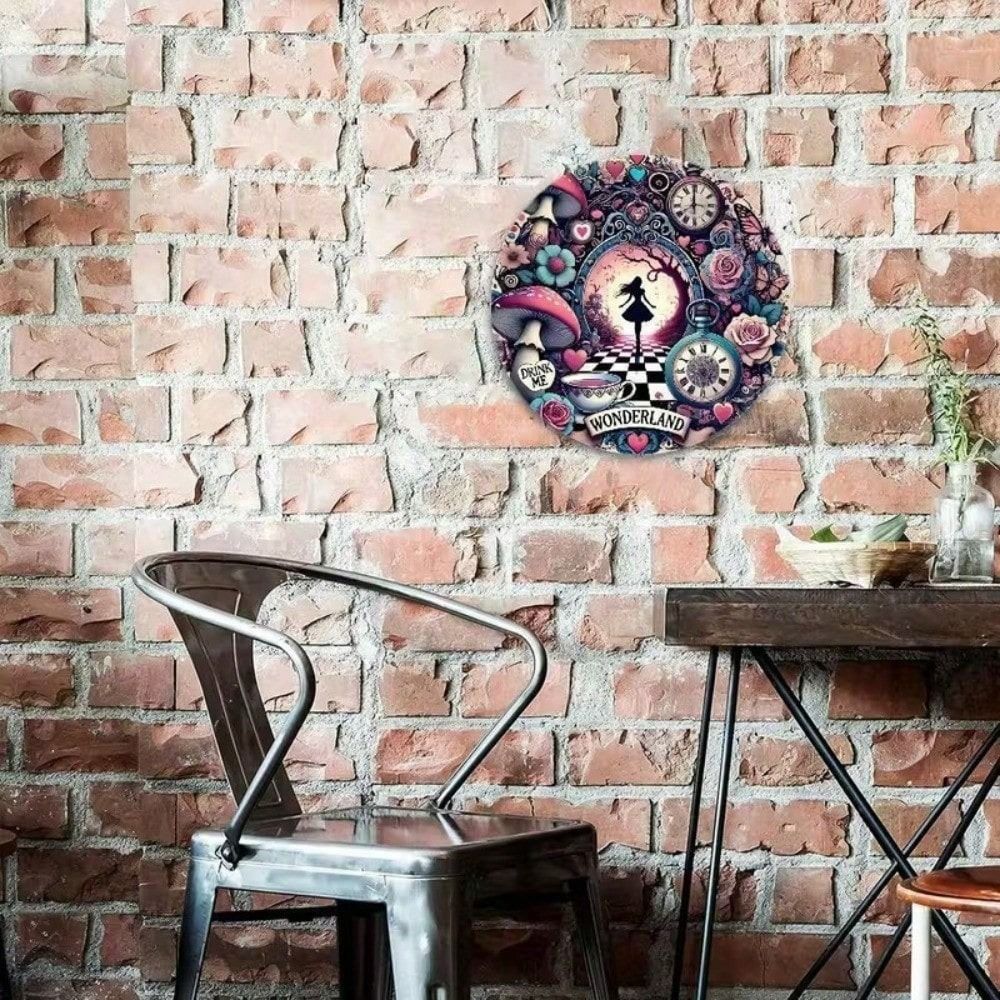 Metal Poster Wall Art Alice In Wonderland Vintage Home Decor 8x8 Inch