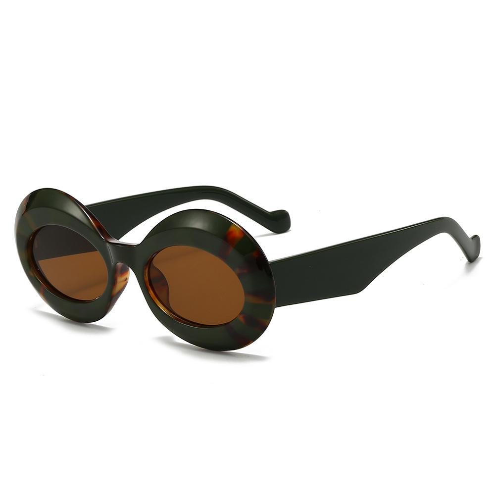 Trendy Oval Thick-Frame Sunglasses For Women & Men Stylish Striped Design Chic European & American Fashion Premium Quality Shade