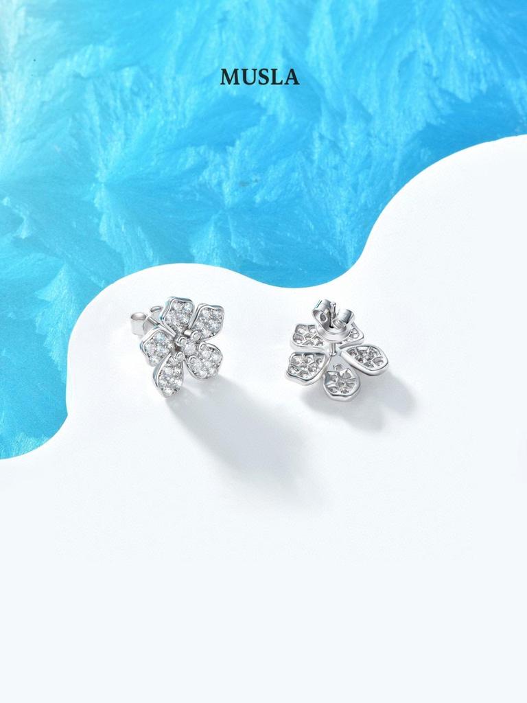 Musla Design Jewelry Stud Earrings For Women 925 Sterling Silver Earrings Zircon Fashion Flower Style Hoop Earrings