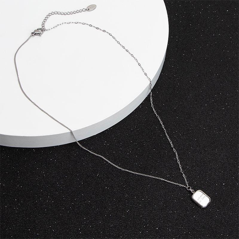 French Style 3D Gold Brick Choker Necklace - Chocolate Square Titanium Steel for Women
