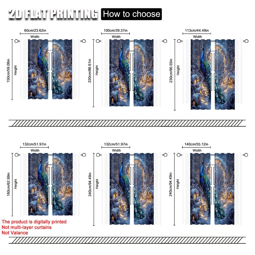 2pcs   Popular Curtains  print Peacock Theme Polyester (without rod) Art Deco Festive for Living Room   Bedroom & Home