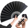 Black Silk Chinese Folding Fan 10 Inch Elegant AllBlack Traditional Dance Hand Fan for Performance