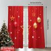 2pcs 2D Flat Printing Merry Christmas Window Curtains Christmas Red Star Snowflakes 100% Polyester Fabric Without Electricity