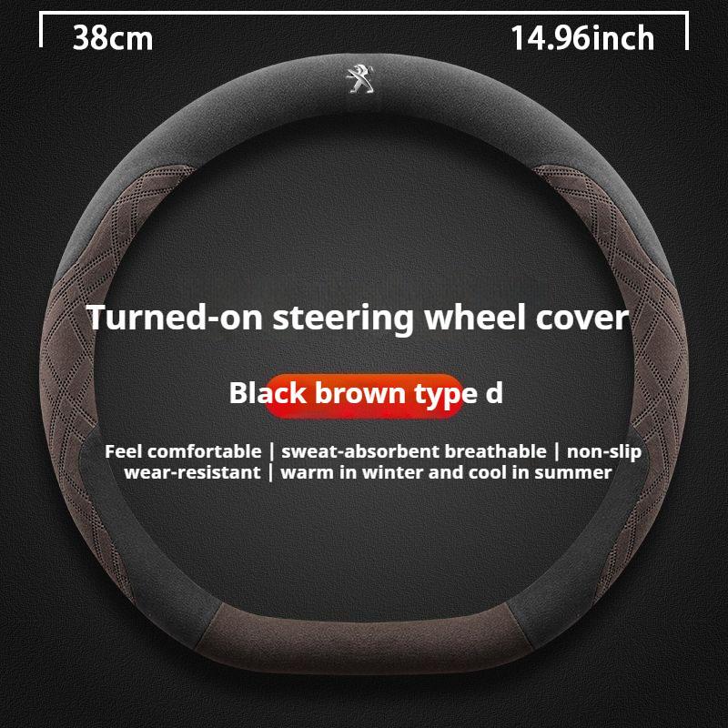 38cm D Car Steering Wheel Cover For Peugeot GT-Line 206 207 208 301 307 308 406 407 408 508 607 2008 3008 4008 5008 RCZ Rifter