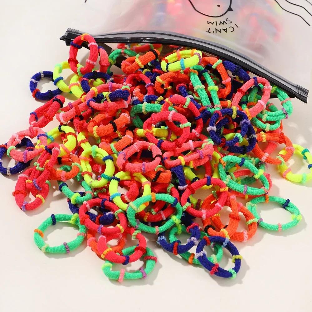 

60 шт./лот цветные эластичные резинки для волос для детей, резинки для волос для конского хвоста, детские аксессуары для волос
