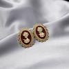Wind Retro Relief Beauty Stud Earrings Tide Metal Lace Earrings French Celebrity Earrings