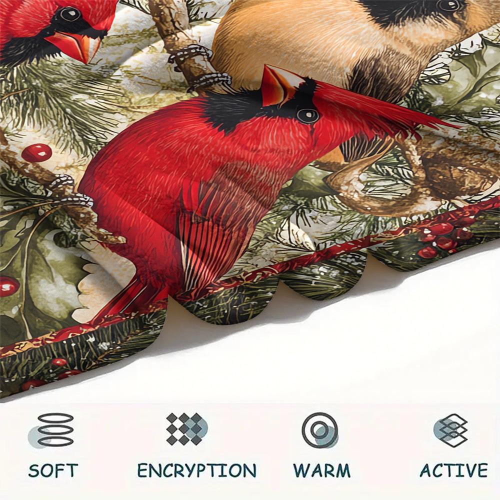 Bird Print Flannel Blanket, High Quality Comfortable for All Seasons, Home Decor, Warmth and Comfort, Perfect for Christmas Gifts