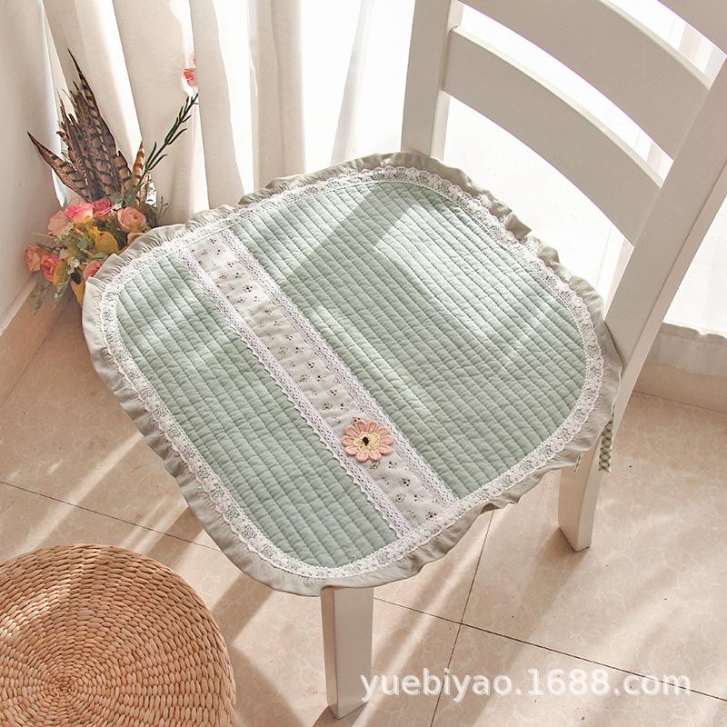 

1pcs Polyester Chair Cushions Set - Thin Cotton-Feel Seat Pads for Dining Chairs Home Office - Simple Design with Straps 47x48cm зелений