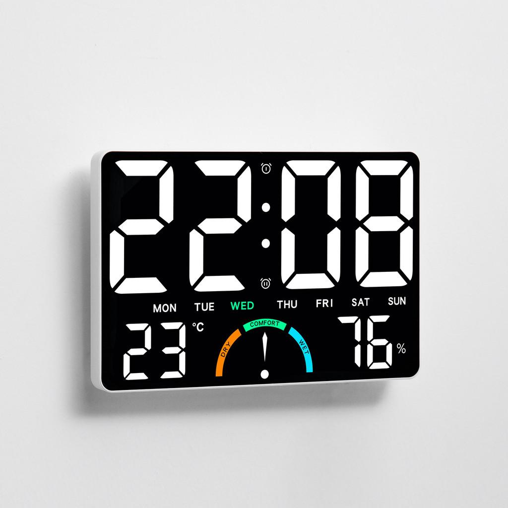 Digital Led Wall Clock With Temperature Calendar Alarm For Living Room Decor