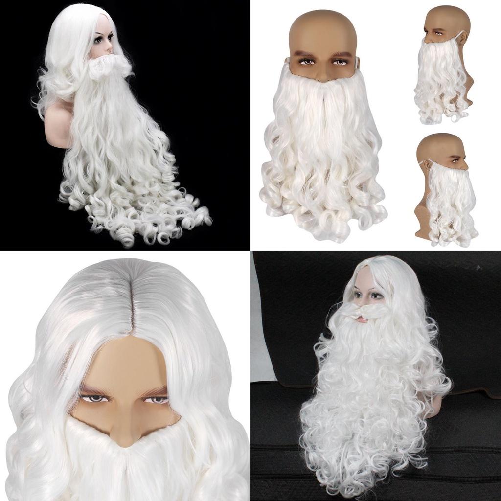 Christmas Santa Claus Beard Wig Adult Cosplay Costume Accessory High Quality Heat Resistant Synthetic Fiber