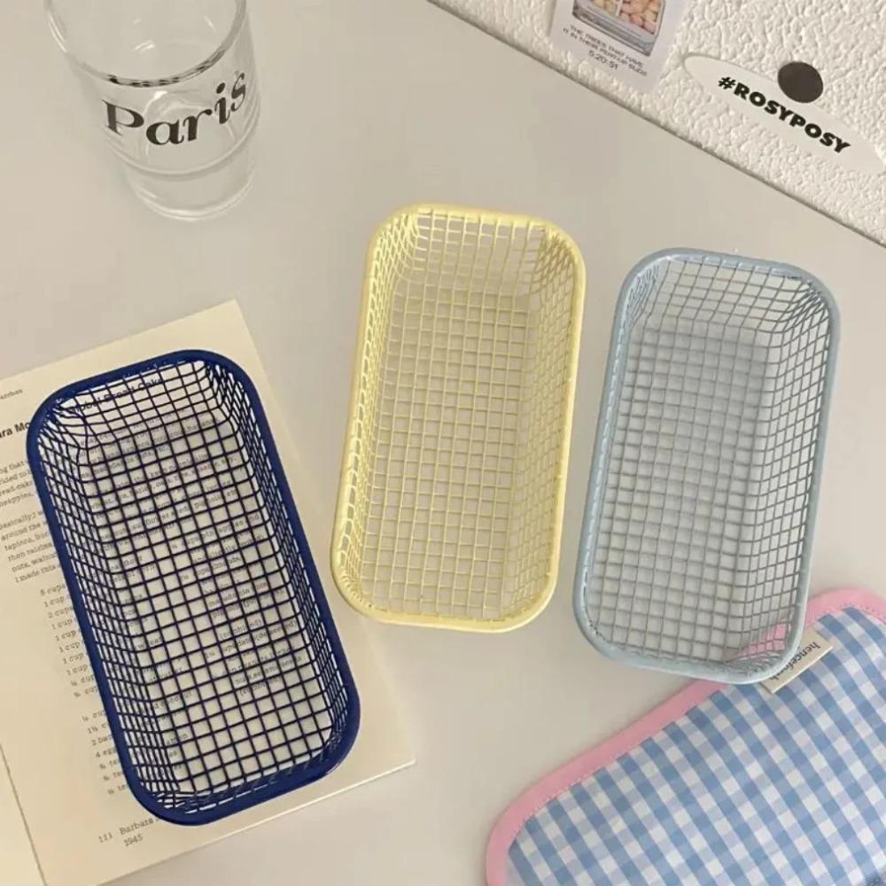 Desktop Storage Basket Metal Sundries Organizer Basket Photocard Case Office Stationery Home Supplies Make Up Sorting Holder