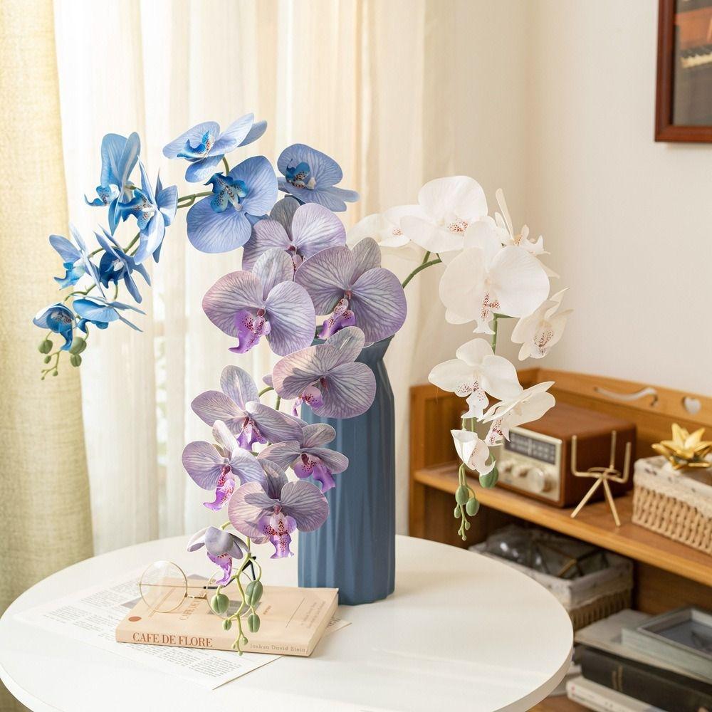 9 Head Artificial Butterfly Orchid Flower Realistic Simulation Plant  Wedding Party