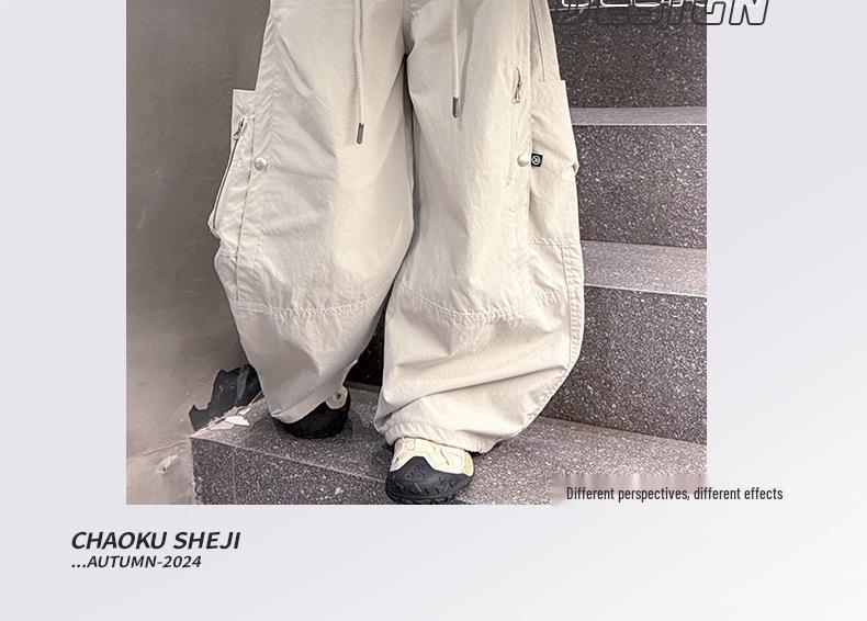 Boys' Korean Style Wide-Leg Cargo Pants with Big Pockets - 2026 Autumn Collection for Medium and Large Children