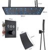 Matte Black LED Thermostatic Shower Faucet 40*80 Large Rain Waterfall Shower System Button Control 3Ways Mixer Installation Arm
