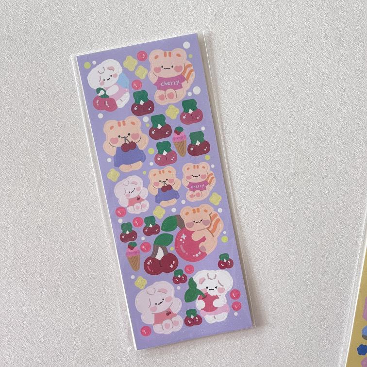 Korean I-pop Cute Bear Laser Flash Sticker Star Chasing Small Card Decorative Material Sticker Goo Card Sticker