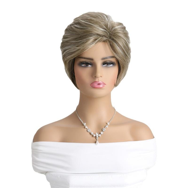 Parrucche Corte Castane per Donne Capelli in Fibra Sintetica Parrucca Finta con Frangia Parrucca da Mamma Parrucche Sostitutive per Capelli Punte Lunghe Capelli Uso Quotidiano