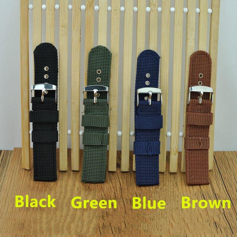 Nylon Mesh Klokkereimer Mote Svart Brun 20mm 22mm 24mm Dame Herre Sport Klokkereim Rustfritt Stål Spenne Tilbehør