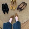 Thick Heel Pointed Suede Single Shoes Women's Shoes 2025 New Summer French Temperament Light Mouth Black Wedge Heel Commuter Shoes