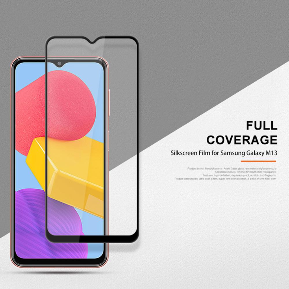 MOCOLO for Samsung Galaxy M13 4G Full Glue Silk Printing Full Screen Protector Anti-Fingerprint Ultra Clear Tempered Glass Film