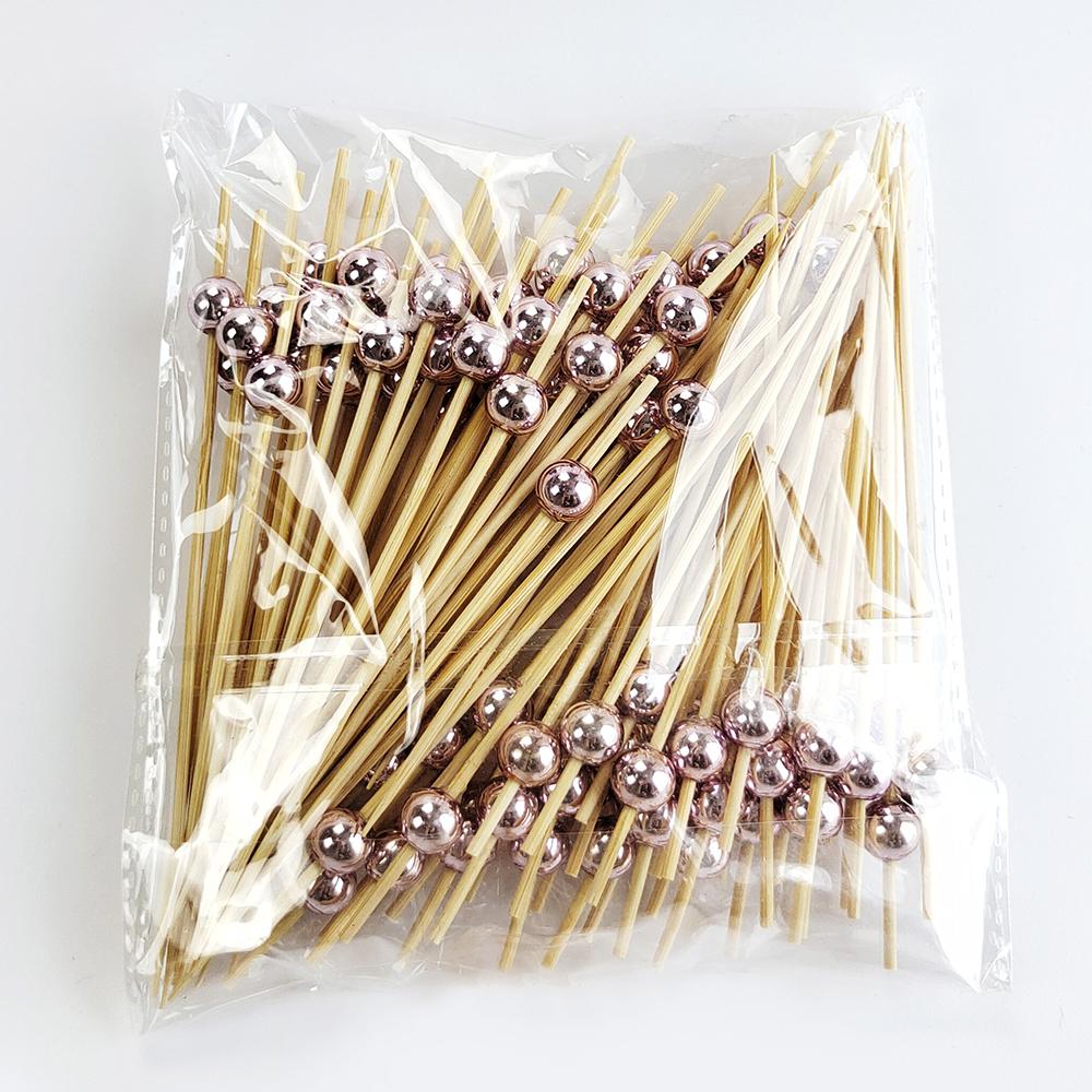 100/50 Pezzi Spiedini Usa e Getta in Bambù Bianco Perla per Matrimonio, Stuzzicadenti in Legno per Cocktail, Spiedini Forchetta per Frutta e Snack, Stoviglie per Feste di Matrimonio