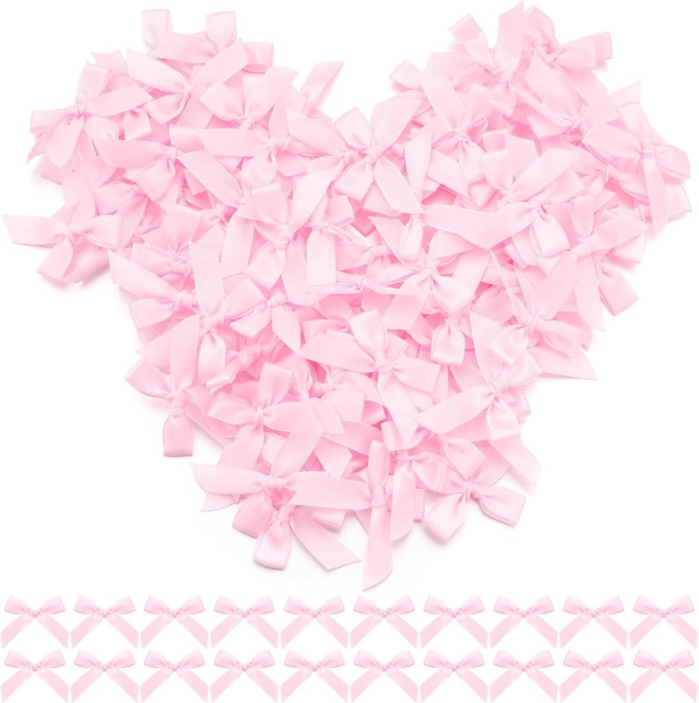 100 szt./partia Nowe Różowe Czarne Kokardy z Wstążki Mały Rozmiar Satynowe Kokardy z Wstążki Naszywki Aplikacje Dekoracja