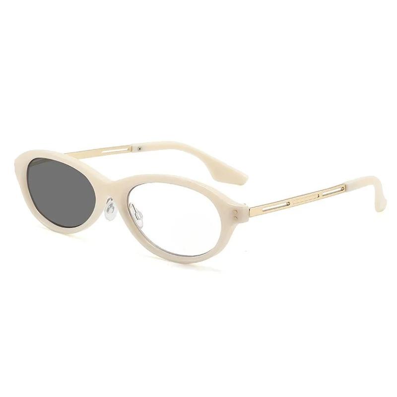Retro Oval Frame Photochromic Presbyopia Glasses Anti Blue Light High Definition Comfortable Reading Eyewear +1.0 To +4.0