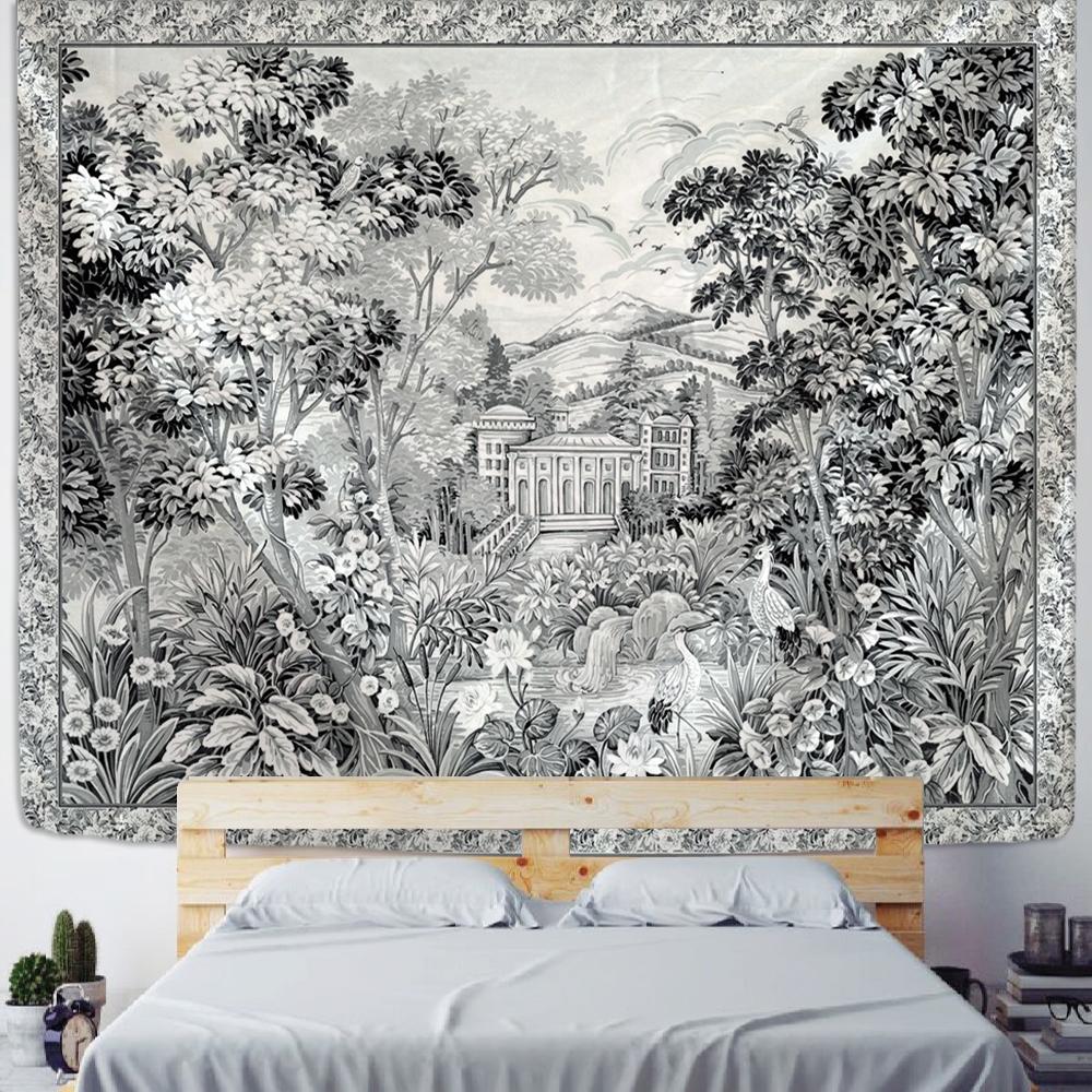 Tropical Rainforest Tapestry Wall Hanging Family Bedroom Decoration Polyester Fabric Bohemian Plant Art Printing