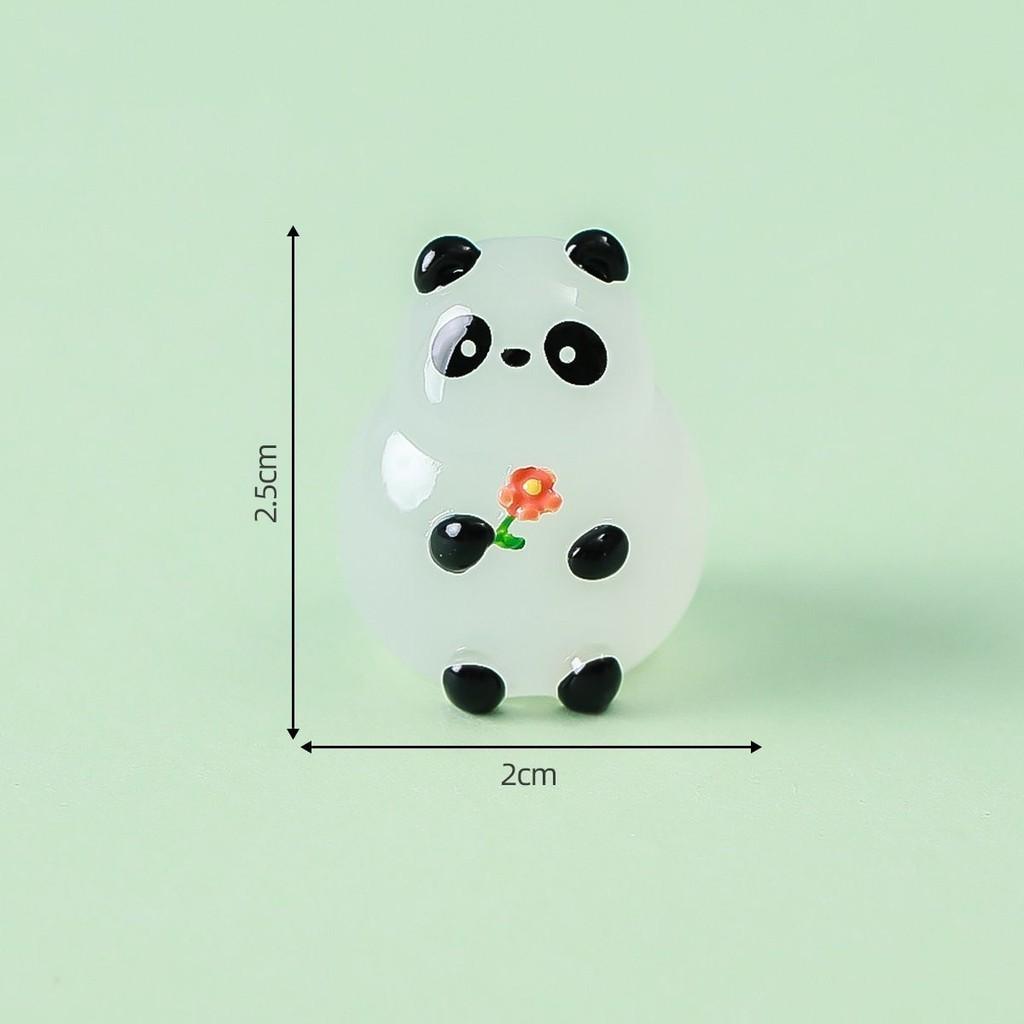 6Pcs/set Micro Landscape Luminous Panda Miniatures Glow In the Dark Ornaments Fairy Garden Decoration