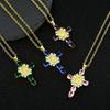 Crucifix Pendant Necklace Unique Cross Maria Charm Clavicle Chain Adjustable Choker Ethnic Style Jewelry Accessory