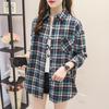Women's Spring Autumn Large Size Long Sleeve Shirts Female Vintage Loose Plaid Coats Turn Down Collar Button Tops Blouses