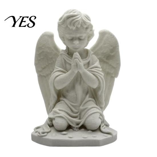 Small Angel Figurine for Shelf 3D Printed Kneeling Praying Statue, Matte White Cherub Sculpture Eco-friendly PLA Decor Home Decor, Healing Office