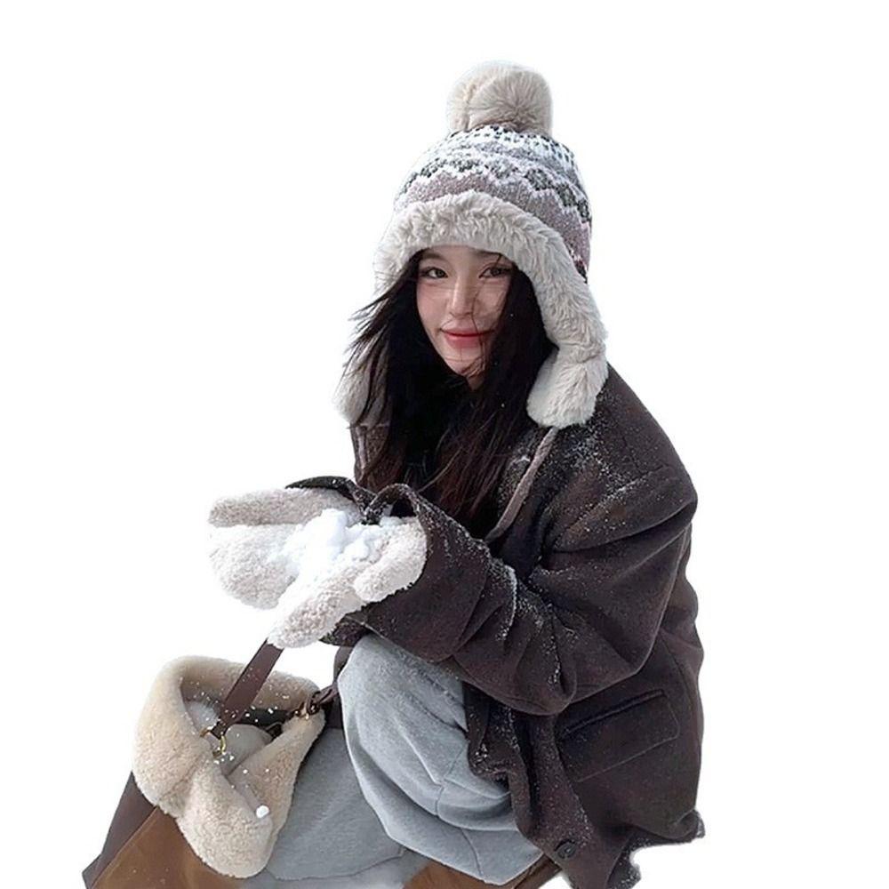 Thick Fleece Lined Knit Trapper Hat Windproof Winter Cold Weather Fisherman Hat  Unisex