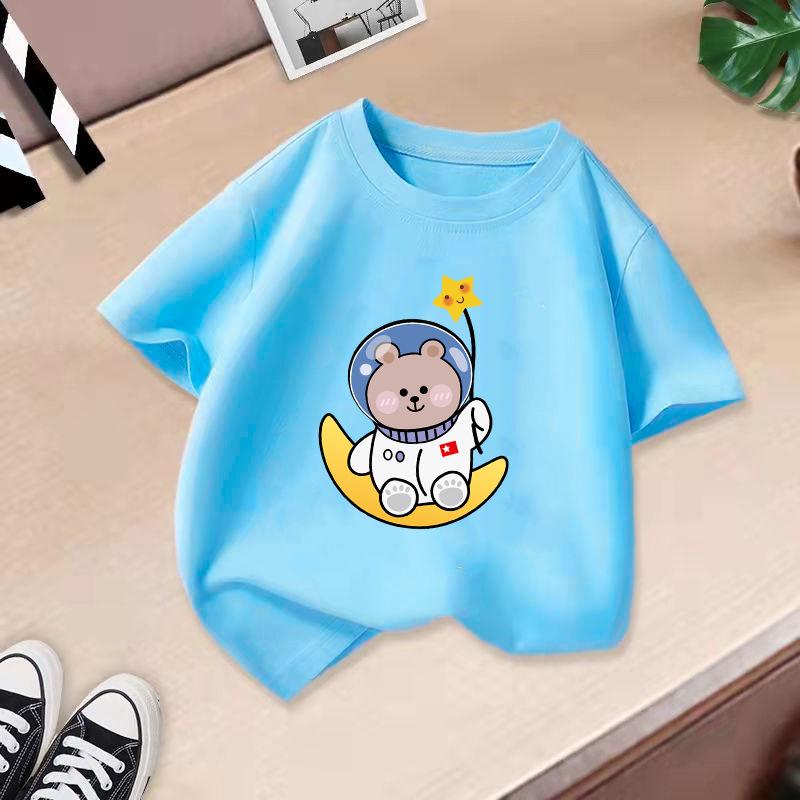 Children T-shirt Cute Animals Printed Kids 100% Cotton Tops O-Neck Short-sleeve Kids 2-13Y T-shirt