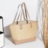 Casual and fashionable straw-woven contrasting color splicing tote women's bag, a new large-capacity light luxury women's bag.