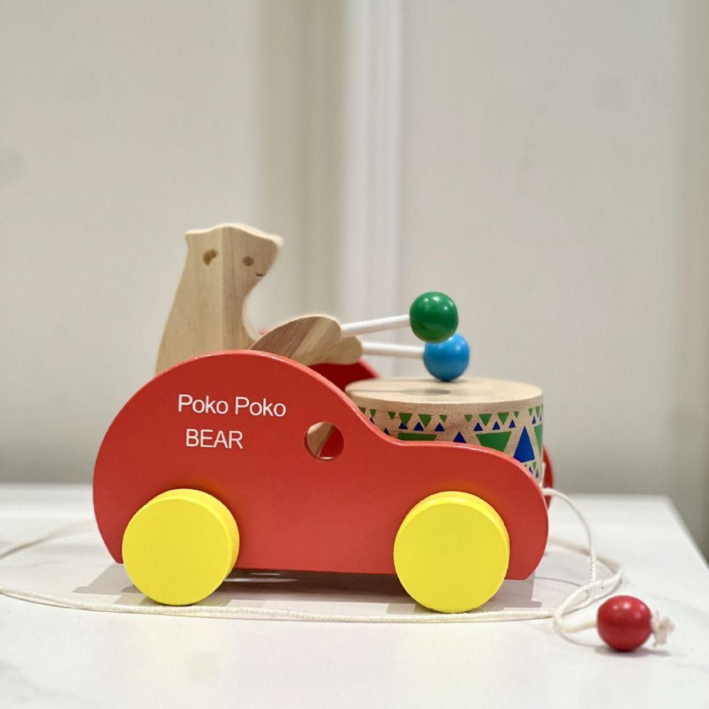 

Drum Wooden Pull Cart Toy Early Education Educational Walking Toy Boys Girl Gift 1set