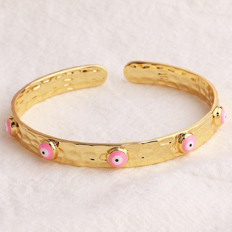 18K Gold Plated Cuff Band Bracelet For Women Fashion Evil Eye Bangle Luxury Crystal Bracelet Indian Bangles Women Accessories