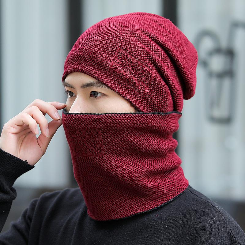 

Осенне-зимний мужской комплект из шапки и шарфа, однотонный цвет, плюс бархатная вязаная шапка с ворсом