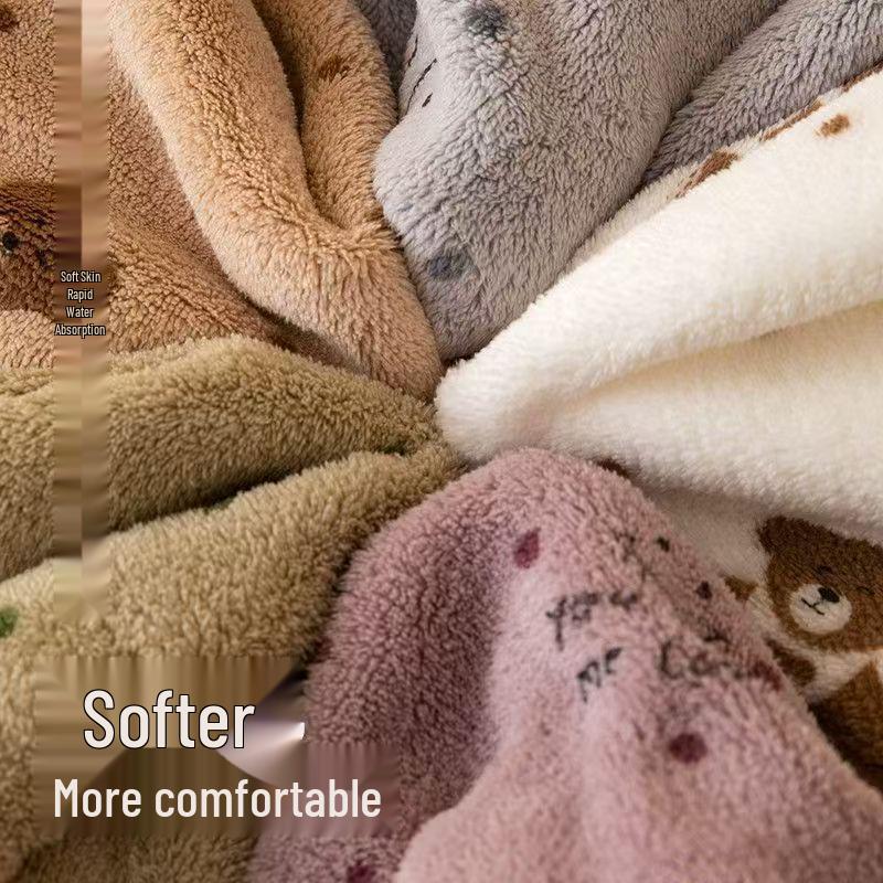 Soft High-Density Coral Fleece Towel - Absorbent, Thick Face & Hair Drying with Fresh 3D Floral Design