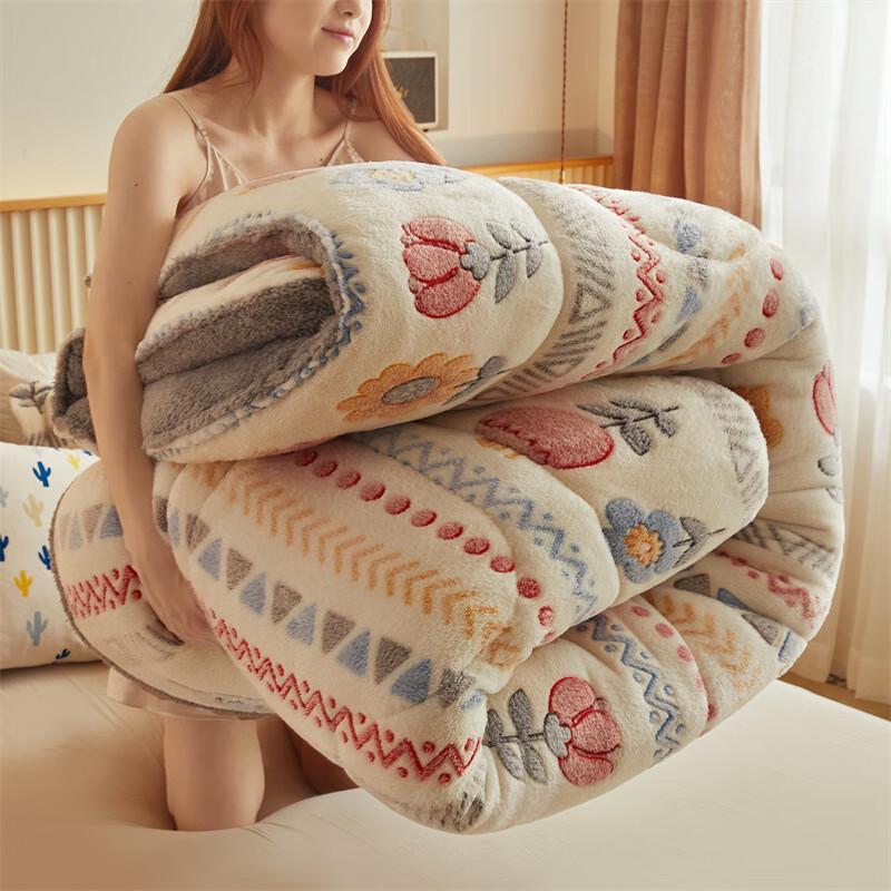 OEING Bohemian Milk Fleece & Lamb Fleece Winter Quilt 180x220 cm