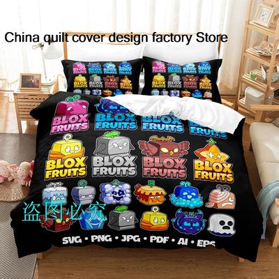 Cartoon 3D Game B-Blox Fruits Duvet Cover Pillowcase Bedding Set Adult Boy Girl Bedroom Decoration Children Single Double Size