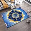 Blue and Gold Mandala Carpet with Lotus Motifs, Modern Boho Decor Suitable for use as an anti-slip for living room bedroom sofas