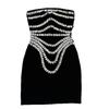 New Heavy Industry Party Dinner Bandage Dress Rhinestone Personality Bandeau Dress Sexy Tight Women's Cross