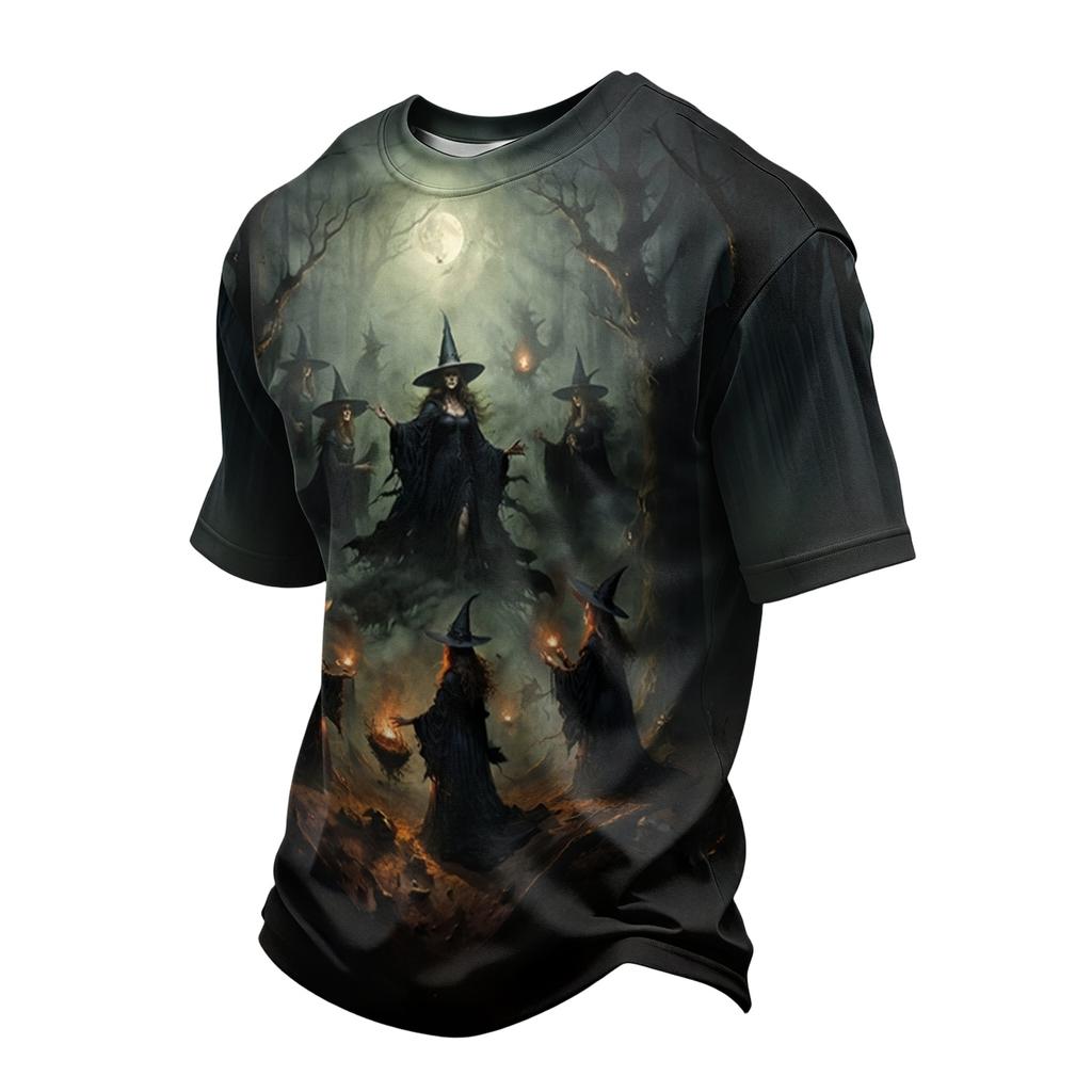 Men's Casual Short Sleeve Lightweight Breathable Crew Neck T-Shirt Halloween Pumpkin Print Pattern Comfortable Fit