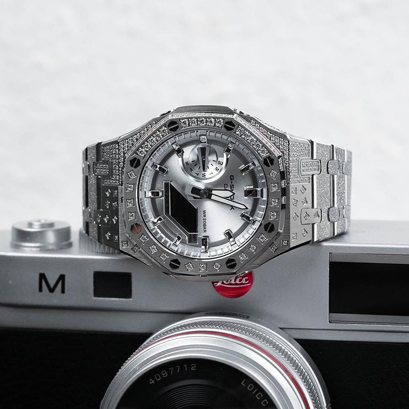 Casio Customized Watch Modified Series Galaxy Meteor Shower Waterproof Luminous Quartz Steel Strap Uniform YinHeLiuXingYu(XingZuanShuangYinGang)