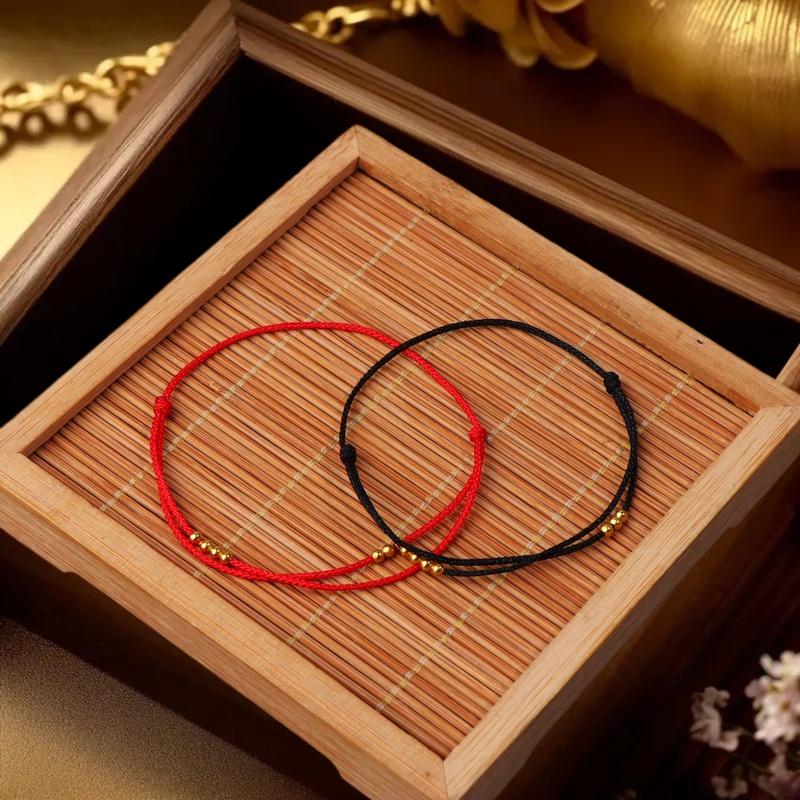 Handgefertigtes Perlenarmband Rotes Seil Verstellbar Transfer Glücksperlen Einfacher Stil Freundschaftsarmband Feiner Schmuck Geschenk